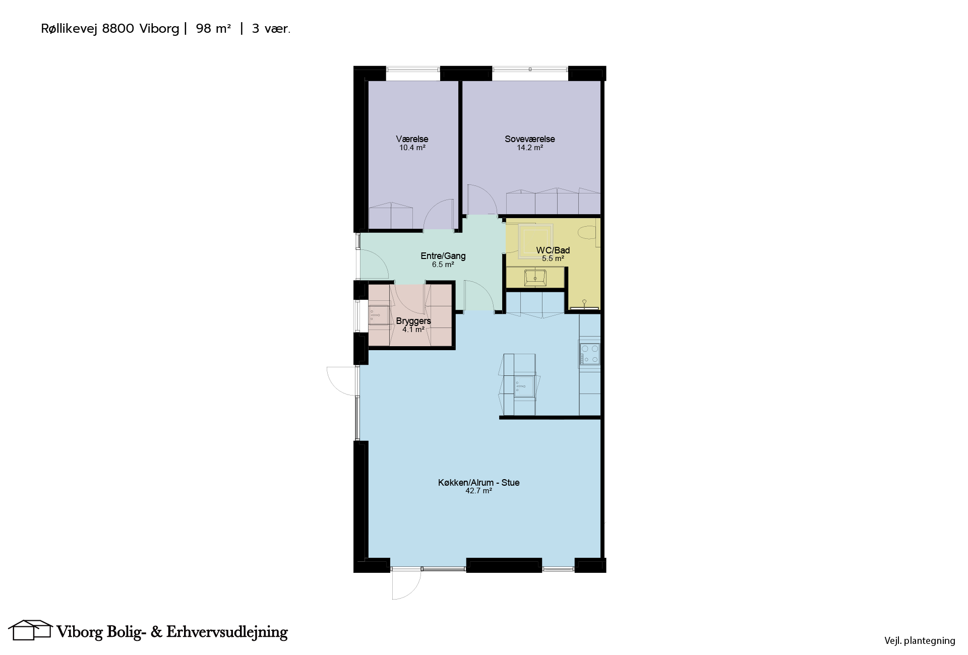 Lejlighed på 98 m2 i Viborg, Røllikevej 